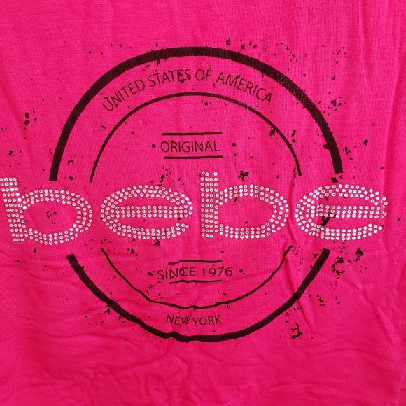 Bebe Rhinestone Logo Lettering T-shirt Size XL - Picture 3 of 6